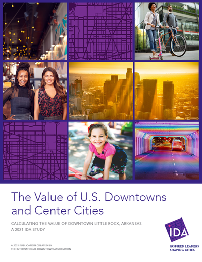 collage of downtown images with title below "The Value of U.S. Downtowns and Center Cities"